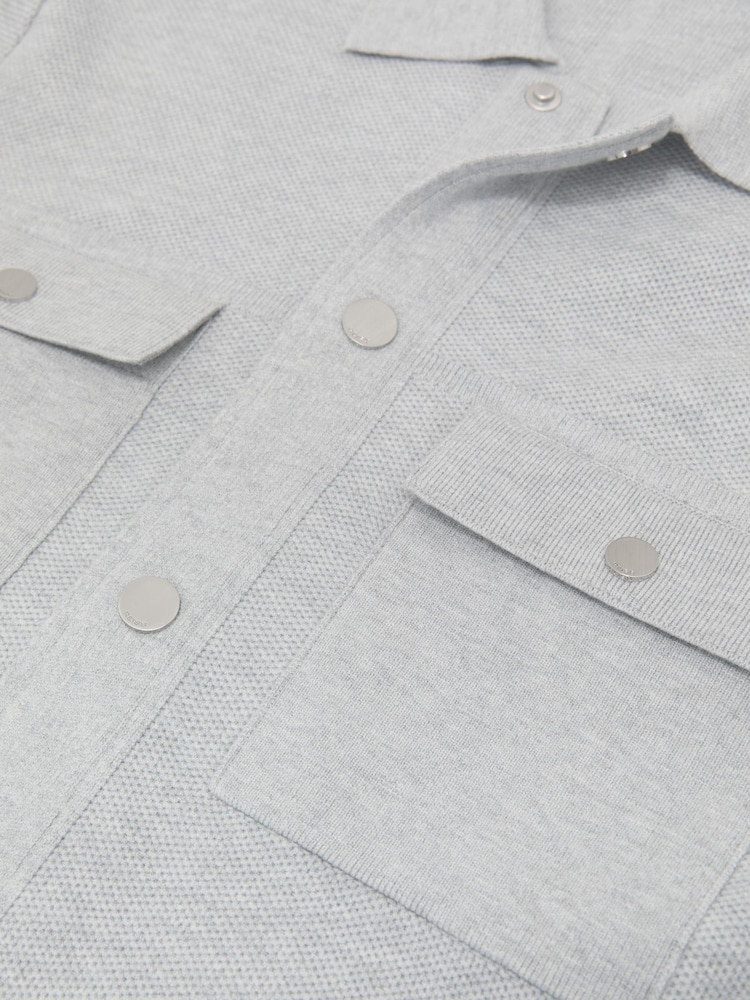 Reiss Plaistow R-Flex Knitted Press-Stud Overshirt - תמונה 10 מתוך 10 Reiss Plaistow R-Flex Knitted Press-Stud Overshirt - תמונה 10 מתוך 10