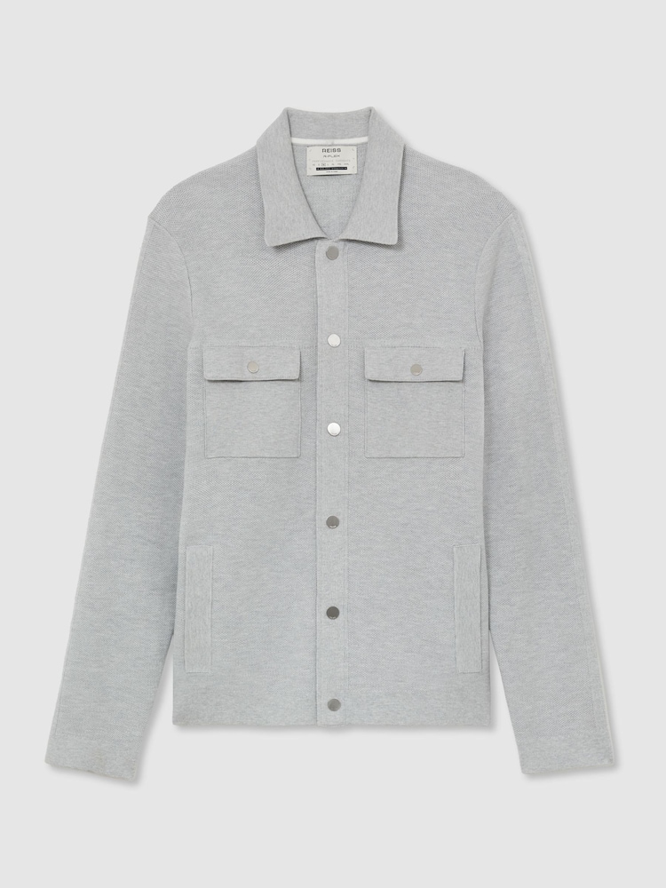 Reiss Plaistow R-Flex Knitted Press-Stud Overshirt - תמונה 2 מתוך 10 Reiss Plaistow R-Flex Knitted Press-Stud Overshirt - תמונה 2 מתוך 10