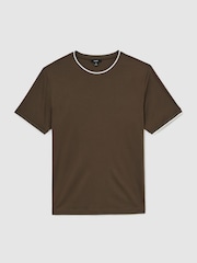 Taupe/Braun - Reiss Ainsley Air-Water Cotton Tipped Tailored-Fit T-Shirt - Bild 2 von 5