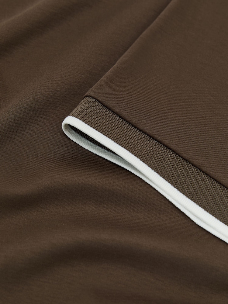 Taupe/Braun - Reiss Ainsley Air-Water Cotton Tipped Tailored-Fit T-Shirt - Bild 5 von 5