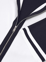 Reiss Optic White/Navy Kenley Colour-Block Zip-Through Knit Shirt - Image 5 of 5