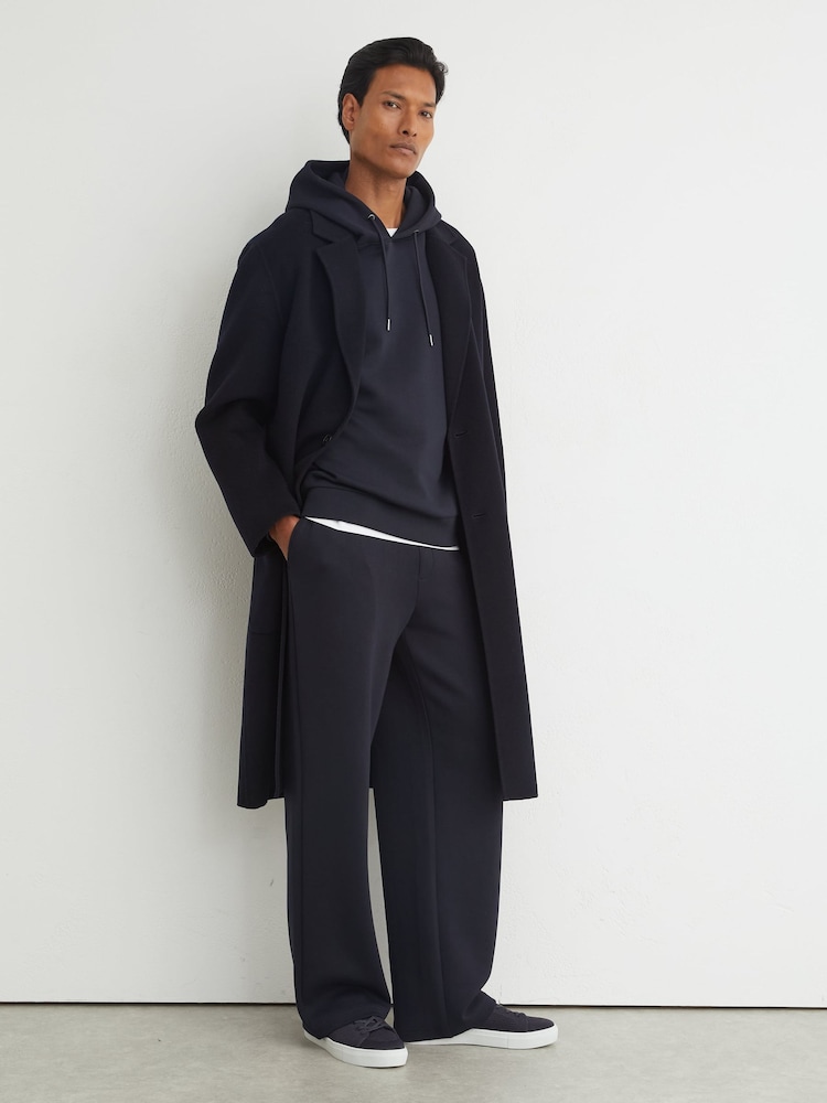 Reiss Navy Rivo Premium Interlock Relaxed-Fit Joggers - Image 1 of 7 Reiss Navy Rivo Premium Interlock Relaxed-Fit Joggers - Image 1 of 7