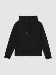 Reiss Black Dane Premium Interlock Hoodie - Image 2 of 6