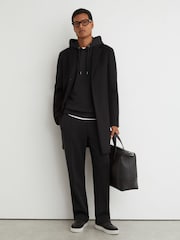 Reiss Black Dane Premium Interlock Hoodie - Image 3 of 6