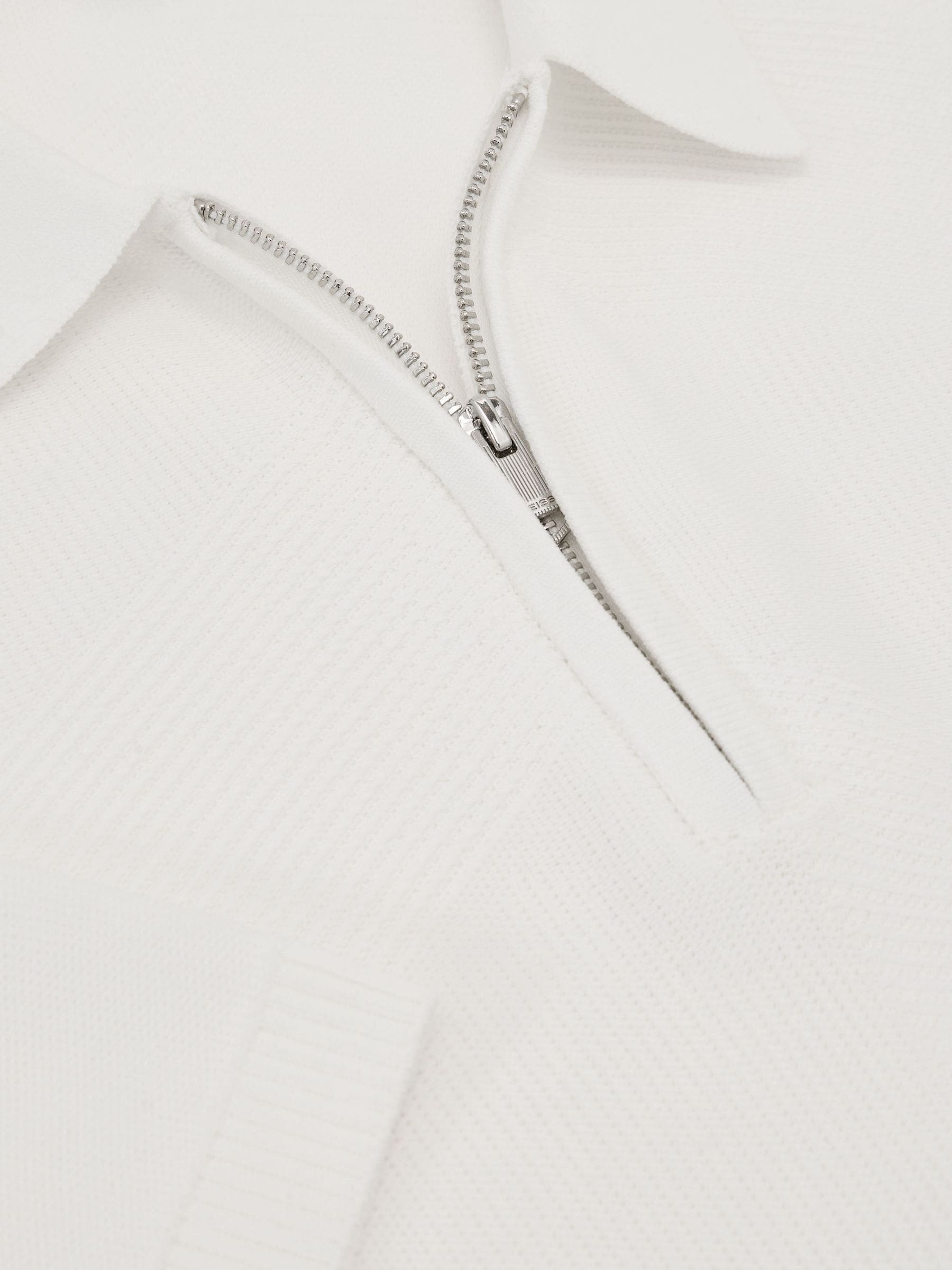 Buy Reiss White Leigham Cotton-Blend Chevron-Knit Half-Zip Polo
