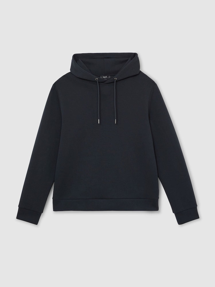 Reiss Navy Dane Premium Interlock Hoodie - Image 2 of 6 Reiss Navy Dane Premium Interlock Hoodie - Image 2 of 6