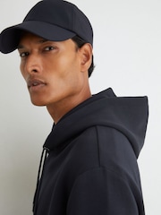 Reiss Navy Dane Premium Interlock Hoodie - Image 4 of 6