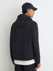 Reiss Navy Dane Premium Interlock Hoodie - Image 5 of 6