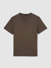 Reiss Taupe Brown Count Air-Water Cotton Tailored-Fit T-Shirt - Image 2 of 6