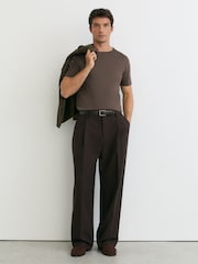 Reiss Taupe Brown Count Air-Water Cotton Tailored-Fit T-Shirt - Image 4 of 6