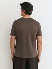 Reiss Taupe Brown Count Air-Water Cotton Tailored-Fit T-Shirt - Image 5 of 6