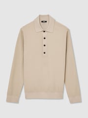 Reiss Stone Admiral Ribbed Half-Button Polo Shirt - Image 2 of 7