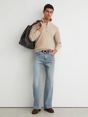 Reiss Stone Admiral Ribbed Half-Button Polo Shirt - Image 3 of 7