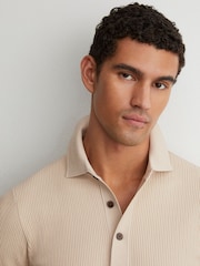 Reiss Stone Admiral Ribbed Half-Button Polo Shirt - Image 4 of 7