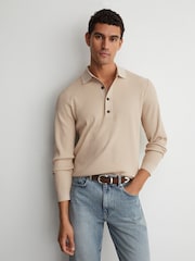 Reiss Stone Admiral Ribbed Half-Button Polo Shirt - Image 5 of 7