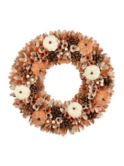 Decoris Neutral 44cm Autumn Pumpkin Wreath - Image 2 of 2