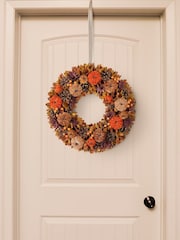 Decoris Orange/Neutral 44cm Autumn Pumpkin Wreath - Image 1 of 2
