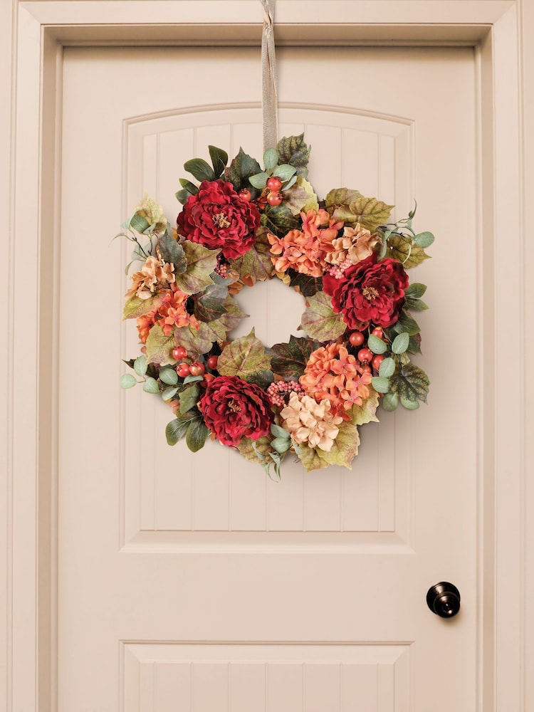 Decoris 60cm Autumn Floral Wreath - Image 1 of 2 Decoris 60cm Autumn Floral Wreath - Image 1 of 2
