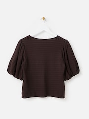 Oliver Bonas Textured Button Up Puff Sleeve Shirt - תמונה 4 מתוך 7