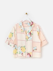Oliver Bonas Cream Checked Floral Short Sleeve Shirt - Image 3 of 7