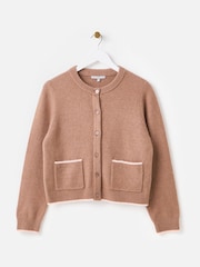 Oliver Bonas Brown Crew Neck Knitted Cardigan - Image 3 of 8
