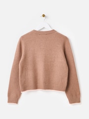 Oliver Bonas Brown Crew Neck Knitted Cardigan - Image 4 of 8