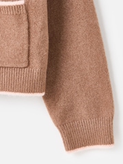 Oliver Bonas Brown Crew Neck Knitted Cardigan - Image 7 of 8