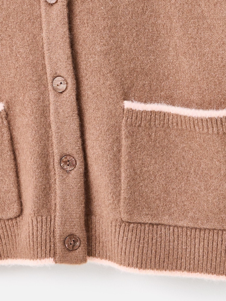 Oliver Bonas Brown Crew Neck Knitted Cardigan - Image 8 of 8