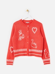 Oliver Bonas Orange Embroidered Crew Neck Knitted Cardigan - Image 3 of 8