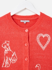 Oliver Bonas Orange Embroidered Crew Neck Knitted Cardigan - Image 5 of 8