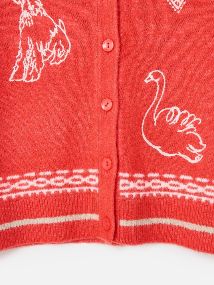 Oliver Bonas Orange Embroidered Crew Neck Knitted Cardigan - Image 8 of 8