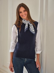 Pure Collection Blue Silk Square Scarf - Image 1 of 3