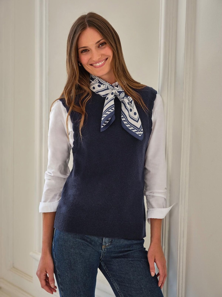 Pure Collection Blue Silk Square Scarf - Image 1 of 3 Pure Collection Blue Silk Square Scarf - Image 1 of 3