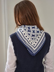 Pure Collection Blue Silk Square Scarf - Image 2 of 3