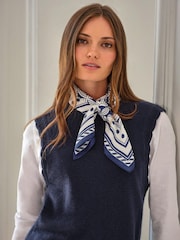 Pure Collection Blue Silk Square Scarf - Image 3 of 3
