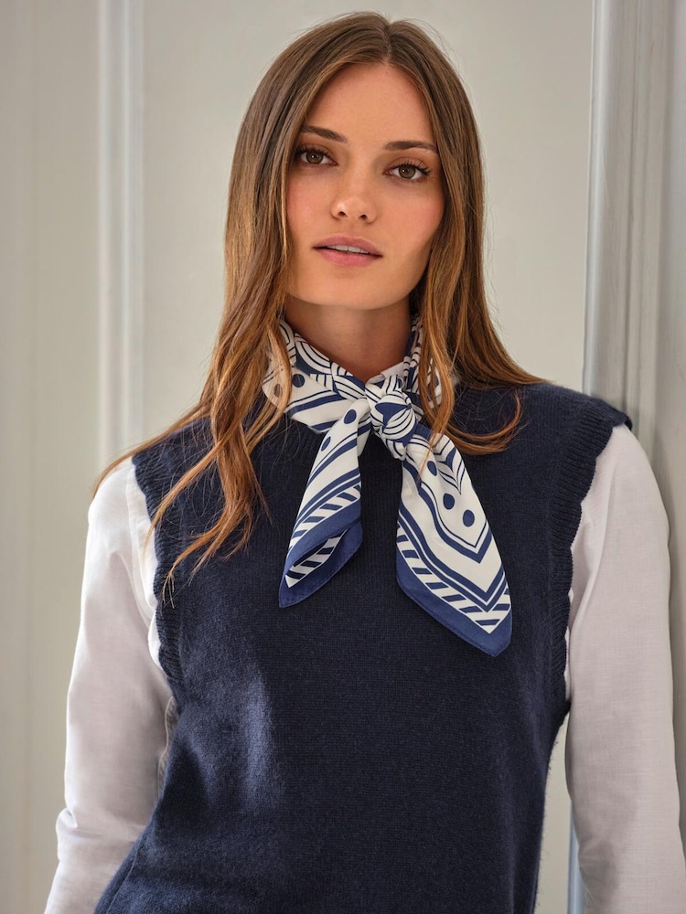 Pure Collection Blue Silk Square Scarf - Image 3 of 3 Pure Collection Blue Silk Square Scarf - Image 3 of 3