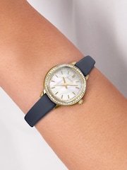 Radley Blue Pale Gold Plated Stone Set Case Mother Of Pearl Dial Ink Leather Strap Watch - Image 1 of 4