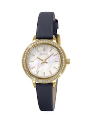 Radley Blue Pale Gold Plated Stone Set Case Mother Of Pearl Dial Ink Leather Strap Watch - Image 2 of 4