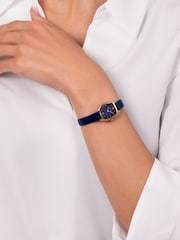 Radley Blue Rose Gold Plated Tonneau Shaped Case Naval Leather Strap Watch - Image 1 of 4