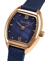 Radley Blue Rose Gold Plated Tonneau Shaped Case Naval Leather Strap Watch - Image 3 of 4