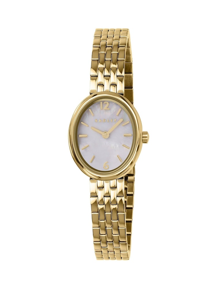 Radley Gold Plated Mother Of Pearl Dial Oval Pale Stainless Steel Bracelet Watch - Image 1 of 4