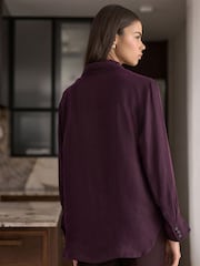 Madilim na Lila - N.Premium Soft Long Sleeve Shirt with Cupro - Larawan 4 ng 5