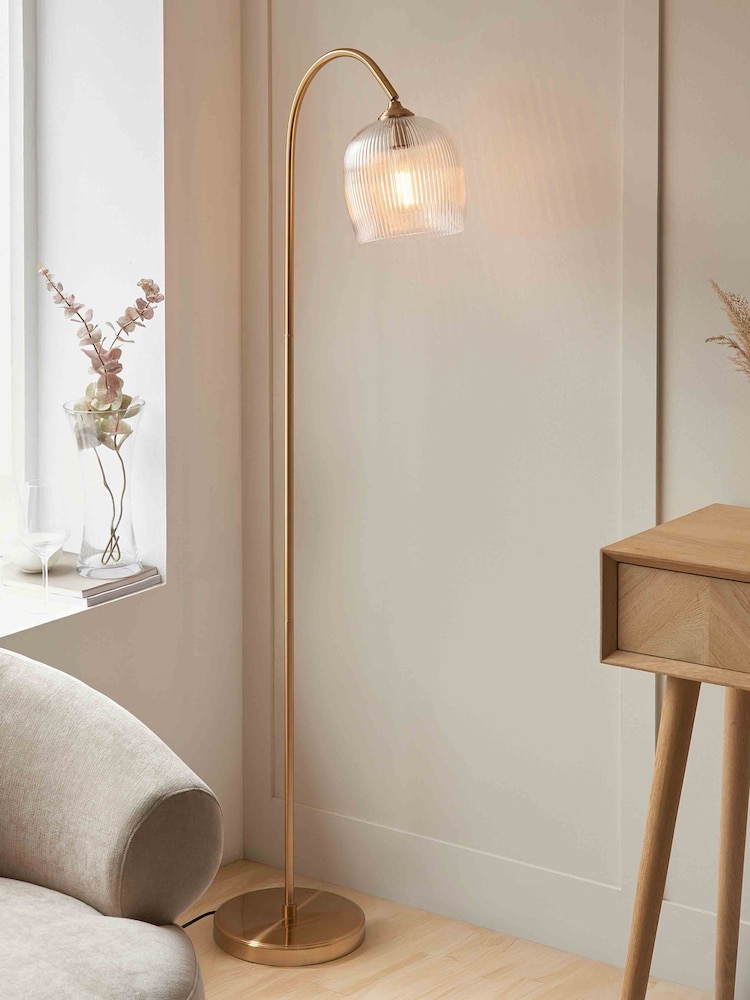 Gallery Home Aged Brass Ashton Ribbed Floor Light - Image 1 of 5