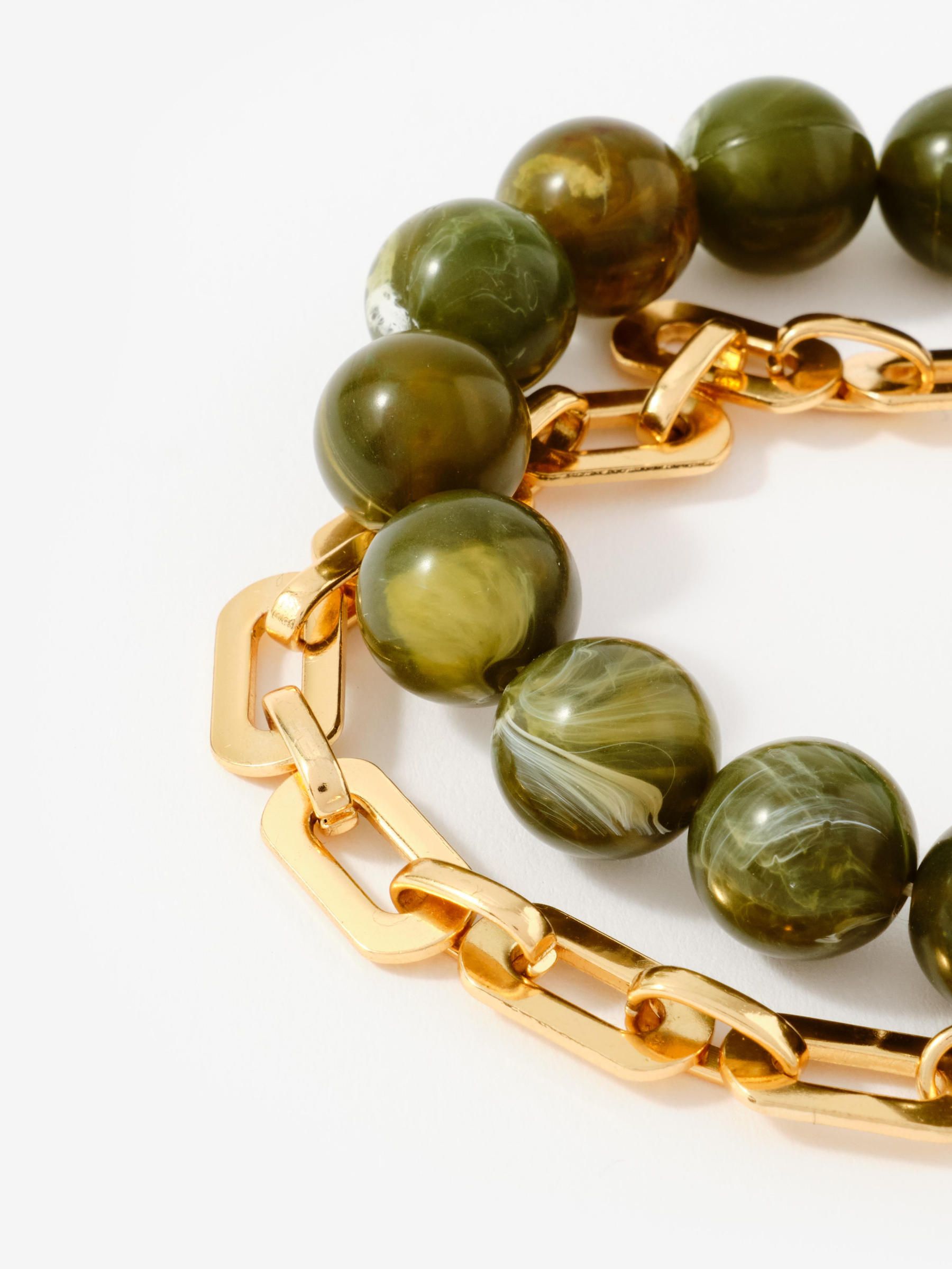 Buy Mint Velvet Green Beaded And Chain Layer Bracelet from Next Gibraltar