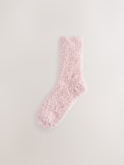 Navy Blue/Soft Pink Teddy Fleece Supersoft Cosy Socks 2 Pack - Image 5 of 8