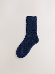 Navy Blue/Soft Pink Teddy Fleece Supersoft Cosy Socks 2 Pack - Image 6 of 8