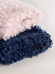 Navy Blue/Soft Pink Teddy Fleece Supersoft Cosy Socks 2 Pack - Image 8 of 8