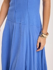 Mint Velvet Blue Cotton Blend Midi Dress - Image 3 of 7