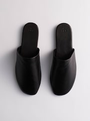 কালো চামড়া - The Set Premium Backless Slip On Mules - 2এর মধ্যে 2 ছবি