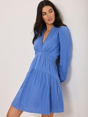 Mint Velvet Blue Cotton Mini Dress - Image 2 of 8